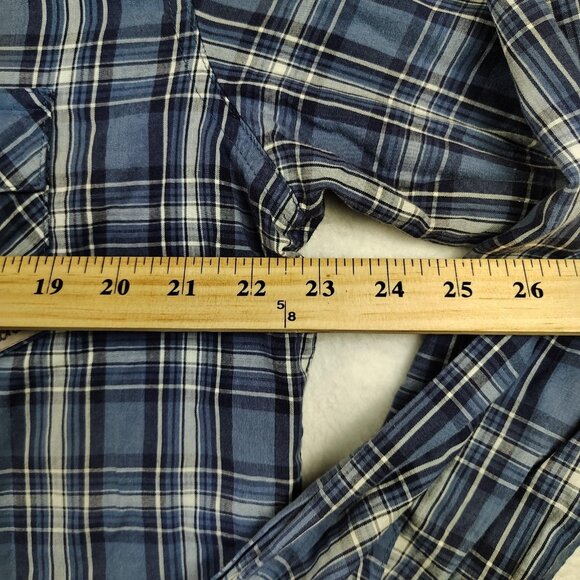 Wrangler Wrancher Pearl Snap Plaid Shirt Mens Large Western Rodeo - Picture 8 of 8